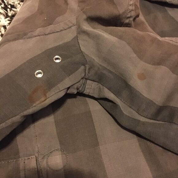 VTG STUSSY Double Breasted Check Plaid Quilted Jacket in Army green  Y2K  SZ S - Picture 11 of 16